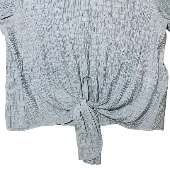 SOVERE Tie Front Light Blue Stretchy Crop Fit Top Blouse Size AUS 12 / US Large - Picture 4 of 9